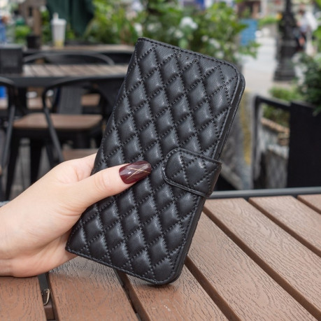 Чохол-книжка Diamond Lattice Wallet Flip Leather для Xiaomi Poco M6 4G / Redmi 13 4G - чорний