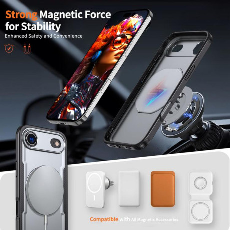 Противоударный чехол Metal 360 Degree Rotation Holder MagSafe на iPhone Air - серый