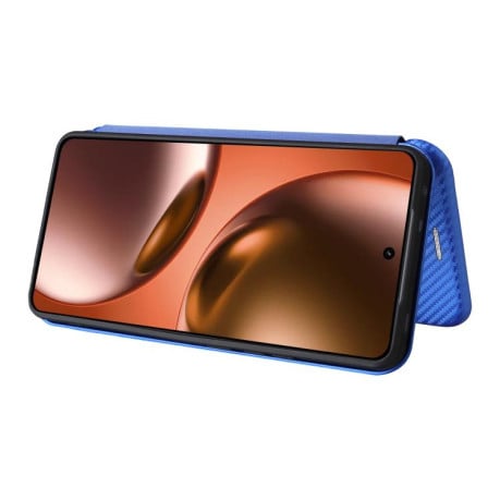 Чехол-книжка Carbon Fiber Texture на Realme GT 7 - синий