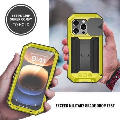 Противоударный чехол R-JUST Sliding для iPhone 16 Pro Max - желтый