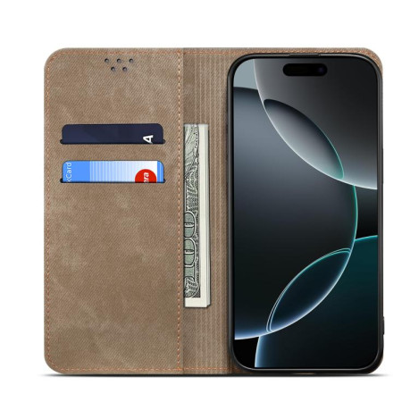 Чехол книжка Denim Texture Casual Style на Motorola Edge 60 Fusion - хаки
