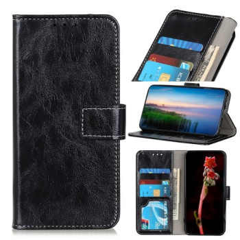 Кожаный чехол-книжка Retro Crazy Horse Texture на Samsung Galaxy Note 20 Ultra - черный