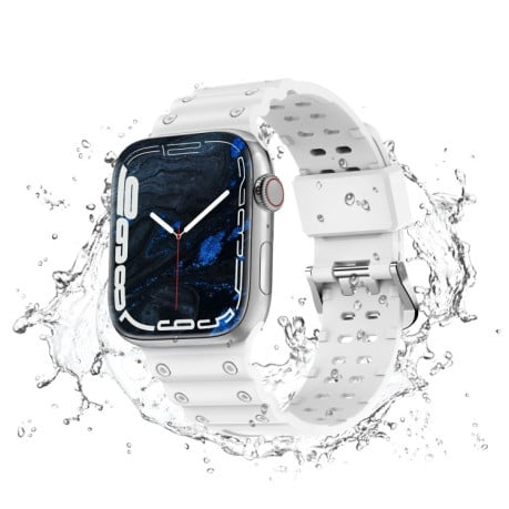 Силиконовый ремешок Waterproof Double Buckle для Apple Watch Series 8/7 41mm / 40mm / 38mm - белый