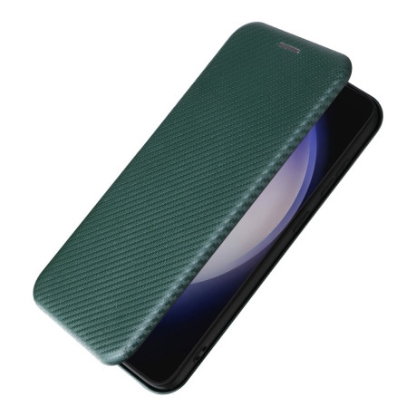 Чехол-книжка Carbon Fiber Texture на Samsung Galaxy S24+ 5G - зеленый