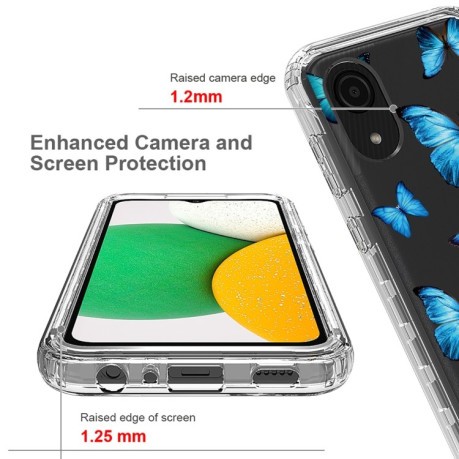 Противоударный чехол Transparent Painted для Samsung Galaxy A03 Core - Blue Butterflies