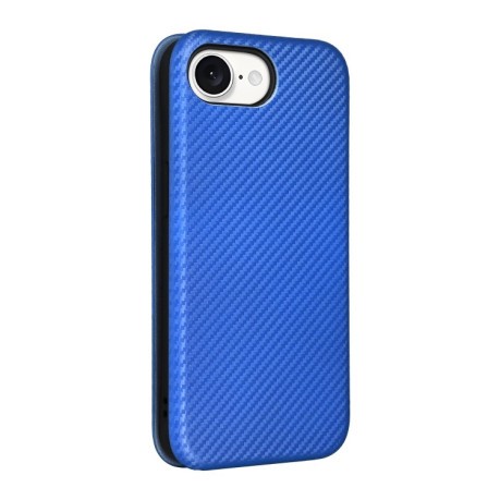 Чехол-книжка Carbon Fiber Texture на iPhone 16e - синий