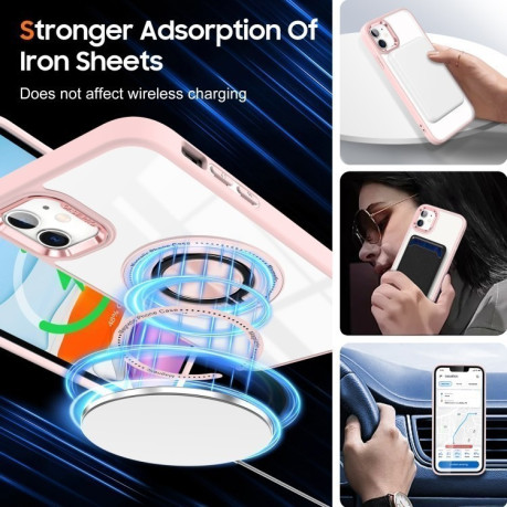 Ударозахисний чохол Magnetic Rotating Ring Holder на iPhone 16 Plus - рожевий