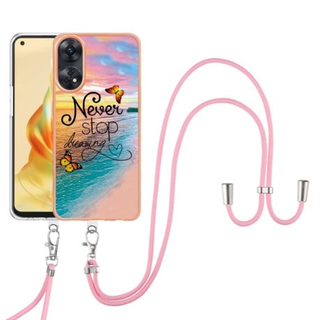 Протиударний чохол Electroplating IMD with Lanyard для OPPO Reno8 T 4G - Butterfly