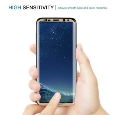 Защитное 3D Стекло на весь экран Silk-screen 0.3mm 9H для Samsung Galaxy S8 / G9500-золотое