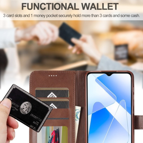 Чехол книжка LCIMEEKE Calf Texture на Samsung Galaxy A55 5G - кофейный