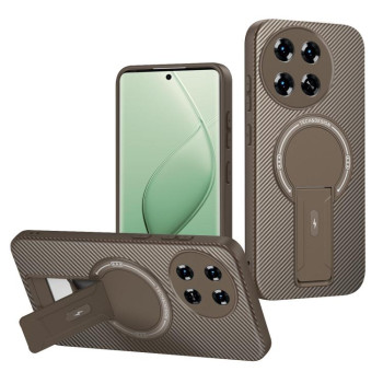 Противоударный чехол Carbon Fiber Texture (MagSafe) на Tecno Spark 30 Pro 4G — коричневый