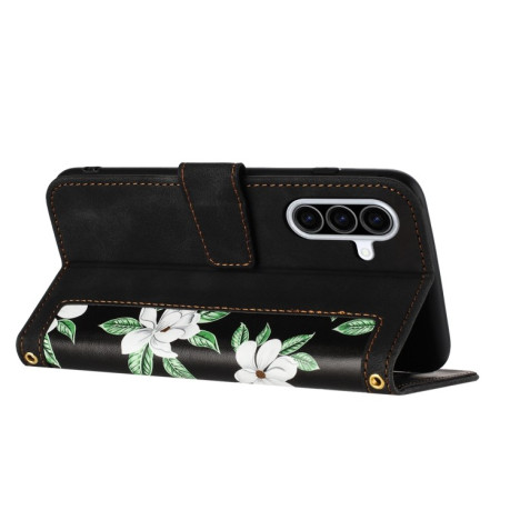 Чехол-книжка Floral Pattern Leather для Samsung Galaxy A36 - черный