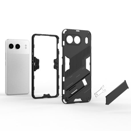 Противоударный чехол Punk Armor с подставкой на OnePlus Nord 4 5G Global - черный