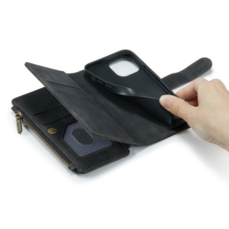 Кожаный чехол-кошелек CaseMe-C30 для iPhone 13 mini - черный