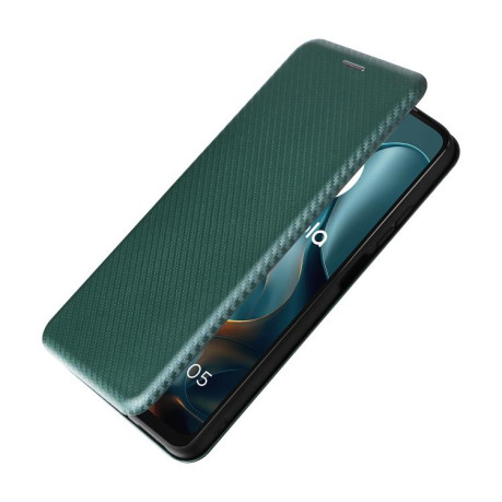 Чехол-книжка Carbon Fiber Texture на Motorola Moto G05 / E15 - зеленый