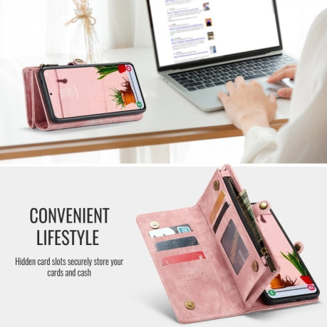 Чехол-кошелек CaseMe 008 Series Zipper Style на Samsung Galaxy S24 FE 5G - розовый