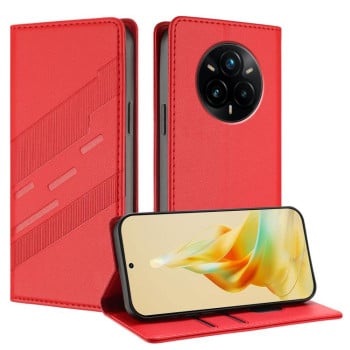 Чехол-книжка Embossed Multi-functional Wallet Retro Leather на Realme 14 Pro+ - красный