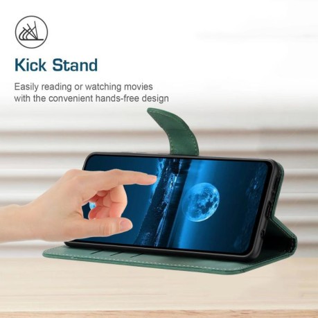 Чехол-книжка Stitching Embossed Leather для Motorola Edge 60 - зеленый