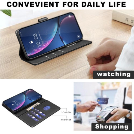 Чехол-книжка Litchi Texture RFID Anti-theft Leather для Xiaomi Redmi Note 14 5G/Poco M7 Pro 5G - черный