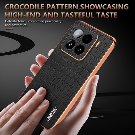 Чехол AZNS Electroplated Frame Crocodile Texture на Xiaomi 15 - черный
