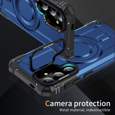 Протиударний чохол MagSafe Lens Holder PC Hybrid TPU  для Samsung Galaxy S25+ 5G - синій