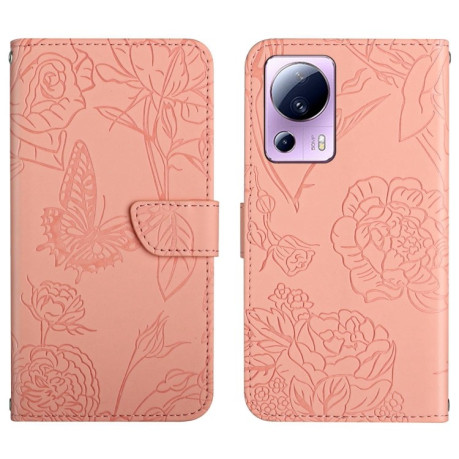 Чехол-книжка Skin Feel Butterfly Embossed для Xiaomi 13 Lite - розовый