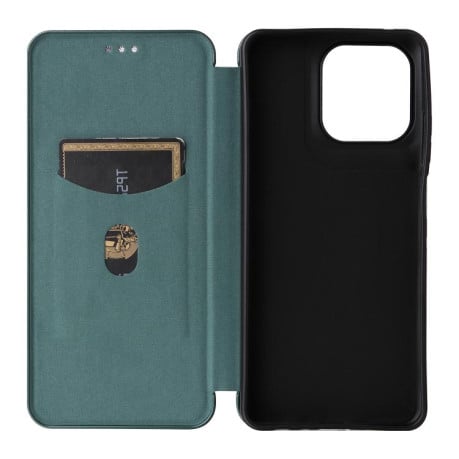 Чохол-книжка Carbon Fiber Texture на Motorola Moto G56 - зелений