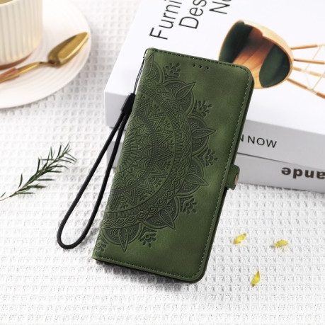 Чехол-книжка Totem Embossed Magnetic Leather для Samsung Galaxy S24 FE 5G - зеленый