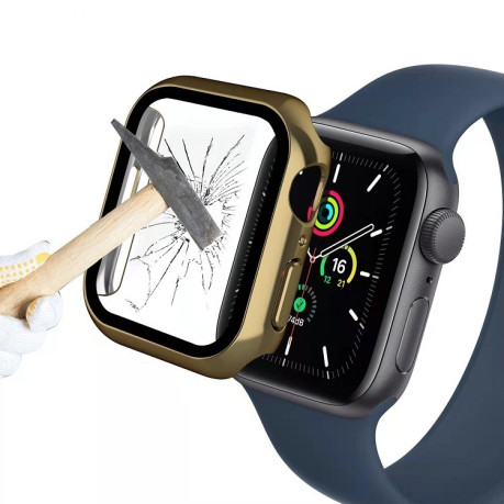 Противоударная накладка с защитным стеклом Electroplating Monochrome для Apple Watch Series 3/2/1 38mm - розово золотая