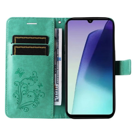 Чохол-книжка Embossed Butterfly для Xiaomi Redmi 14C 4G/Poco C75/Redmi A4 5G - зелений