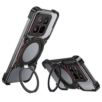 Металлический бампер Mechanical Arm Borderless MagSafe Holder Metal на Xiaomi 15 - черно-красный