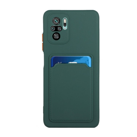 Противоударный чехол Card Slot Design на Xiaomi Redmi Note 10/10s/Poco M5s - темно-зеленый