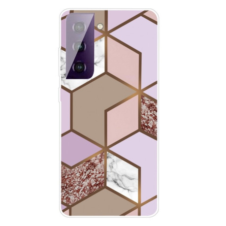 Протиударний чохол Marble Pattern для Samsung Galaxy S21 - Rhombus Orange Purple