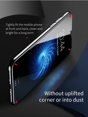 Комплект захисного скла Baseus 3D на фронтальну частину 0.2мм та зворотний бік 0.3 мм на iPhone X/ Xs чорне