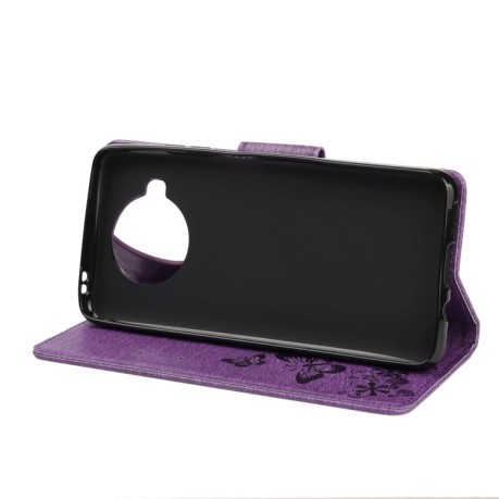 Чехол-книжка Butterflies Embossing на Xiaomi Mi 10T Lite - фиолетовый