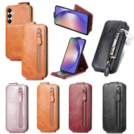 Флип-чехол Zipper Wallet Vertical для Samsung Galaxy A55 5G - красный