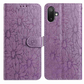 Чехол-книжка Daisy Embossed Leather для Samsung Galaxy M06 5G - фіолетовий