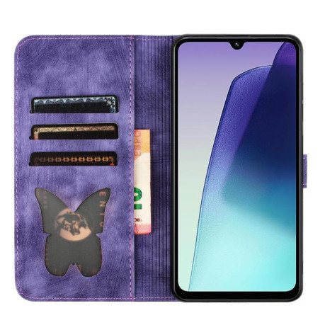 Чехол-книжка Cat Embossing Pattern на Xiaomi Redmi A4 5G - фиолетовый