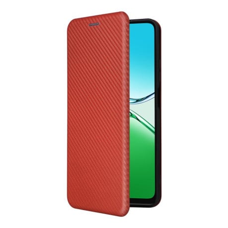 Чохол-книжка Carbon Fiber Texture на OPPO A5 5G/4G Global - коричневий