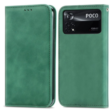 Чехол-книжка Retro Skin Feel Business Magnetic на Xiaomi Poco X4 Pro 5G - зеленый