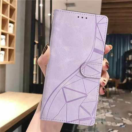 Чохол-книжка Triangles Embossed Leather для Motorola Edge 60 - фіолетовий