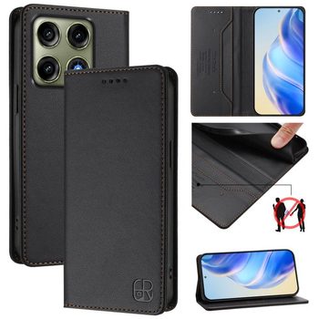 Чехол-книжка RC01 Dual-Folded Magnetic Suction RFID на Motorola Edge 70 Pro 5G — чёрный