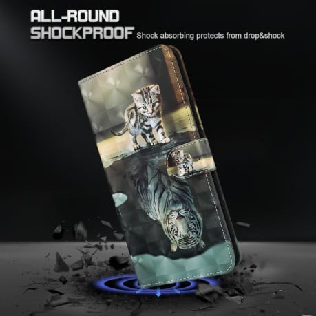 Чехол-книжка 3D Painting для Realme GT2 / GT Neo2 / GT Neo 3T - Cat Tiger