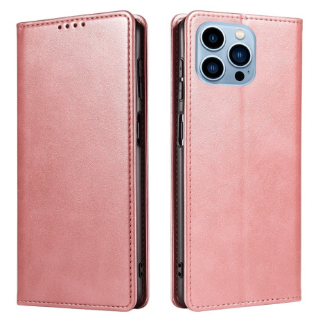 Чохол-книга Calf Texture Magnetic для iPhone 14 Pro Max - рожеве золото