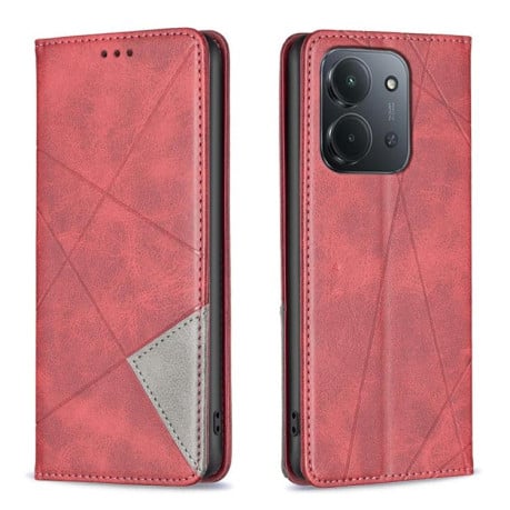 Чехол-книжка Rhombus Texture на Xiaomi Redmi 15C 5G / 4G EU 173mm - красный