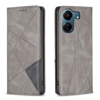 Чохол-книжка Rhombus Texture для Xiaomi Redmi 13C/Poco C65/Poco C65 - сірий