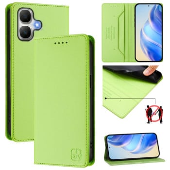 Чехол-книжка RC01 Dual-Folded Magnetic Suction RFID Leather на Infinix Smart 20 4G — травянисто-зелёный