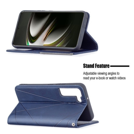 Чехол-книжка Rhombus Texture на Samsung Galaxy S22 5G - синий