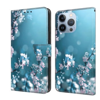 Чехол-книжка Crystal 3D Shockproof Protective Leather для iPhone 15 Pro Max - Plum Flower