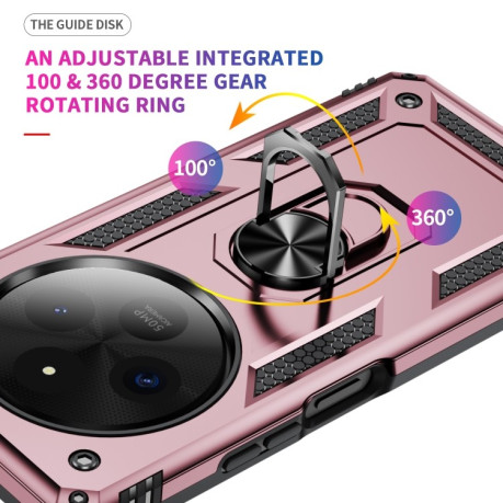 Протиударний чохол HMC 360 Degree Rotating Holder на Xiaomi Redmi 14C 4G/Poco C75/Redmi A4 5G - рожеве золото